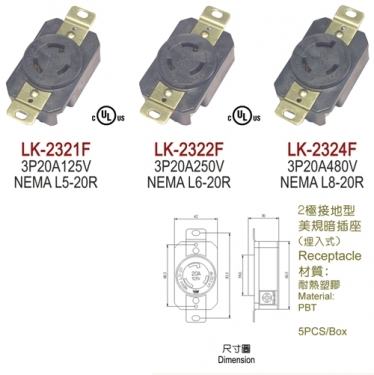 20A_NEMA引掛式插頭/插座/連接器類