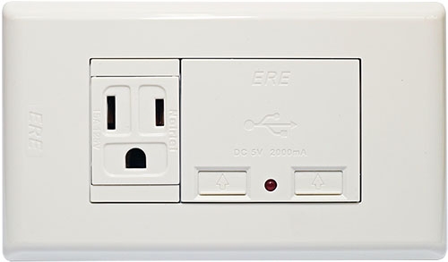RE-4311 雙USB充電器 接地單插座